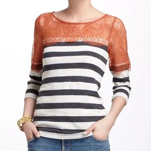 Anthropologie Deletta Striped w/ Orange Top - M